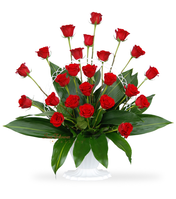 Graceful Basket of 24 Red Roses